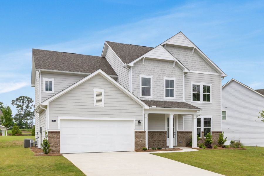 Front exterior of a new home in Maddox Landing, Hoschton, GA, highlighting curb appeal (Image 23).