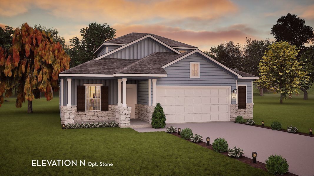 Representative exterior photo of a completed home built from the Brazos by CastleRock Communities in Swenson Heights, Seguin, TX (Image 6).