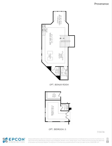2D floor plan layout for the Provenance by Epcon Communities in The Courtyards at Redbud Lane, Holly Springs, GA (Image 25).