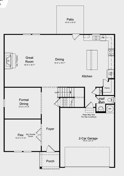 2D floor plan layout for the Wakehurst by Taylor Morrison in Falls Creek, Flowery Branch, GA (Image 5).
