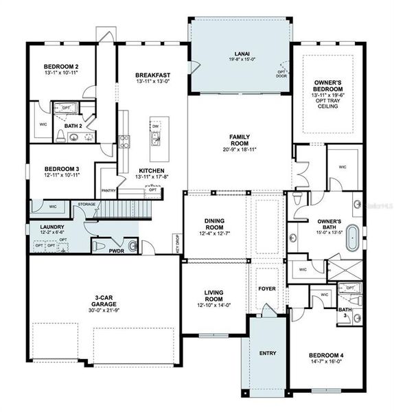 2D floor plan layout of this home in Solace at Corner Lake, Orlando, FL (Image 5).