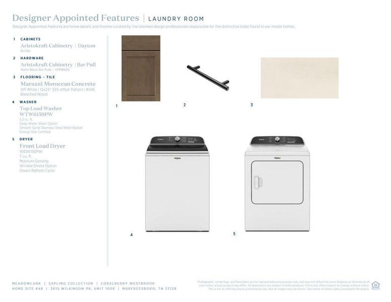 Sample of building materials used in homes in Meadowlark - Sapling Collection, Murfreesboro (Image 12).
