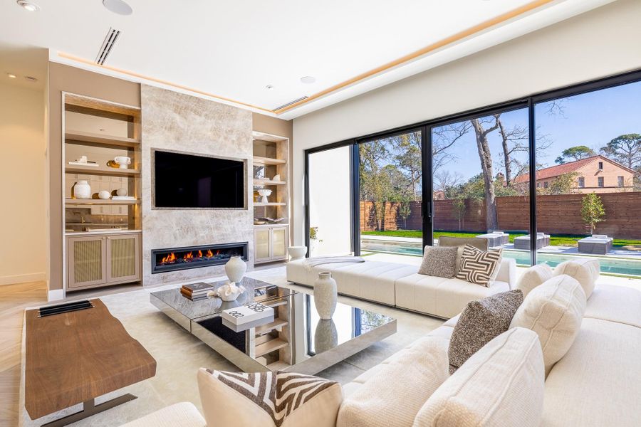 Living room centered around the fireplace wall. Living room centered around the fireplace wall.