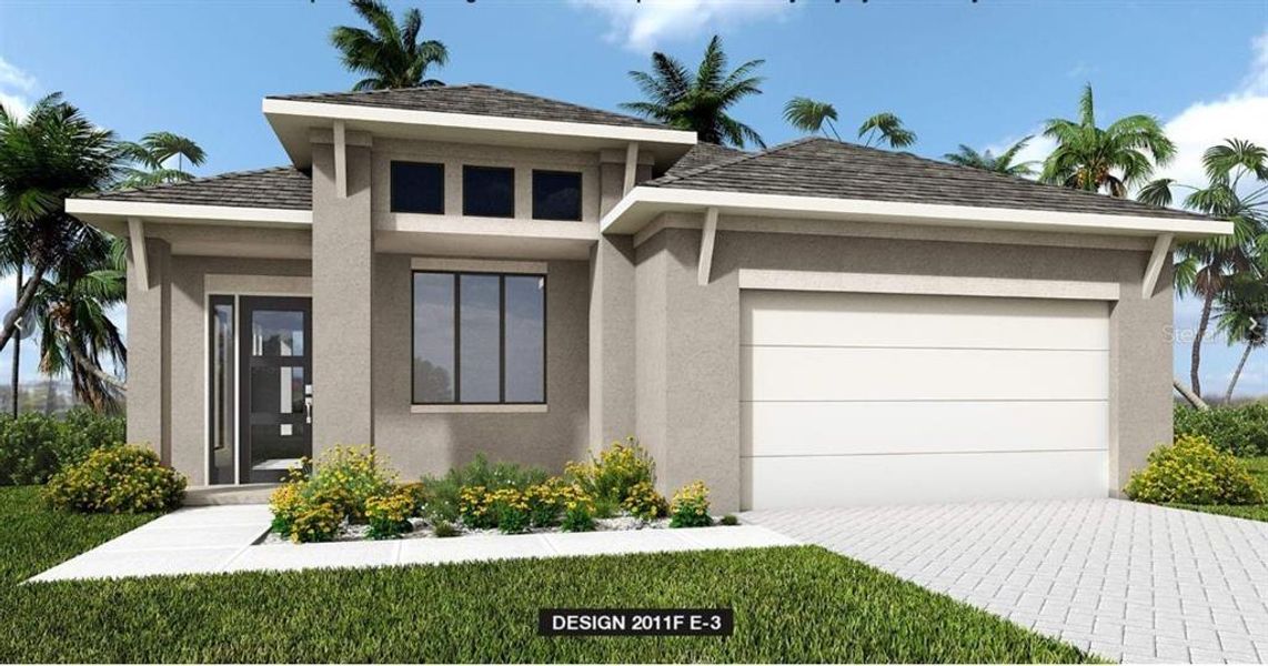 Front exterior of a new home in Mandarin Grove, Palmetto, FL, highlighting curb appeal (Image 13).