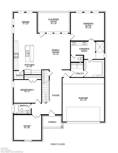 2D floor plan layout of this home in Scotts Bend, Baytown, TX (Image 2).
