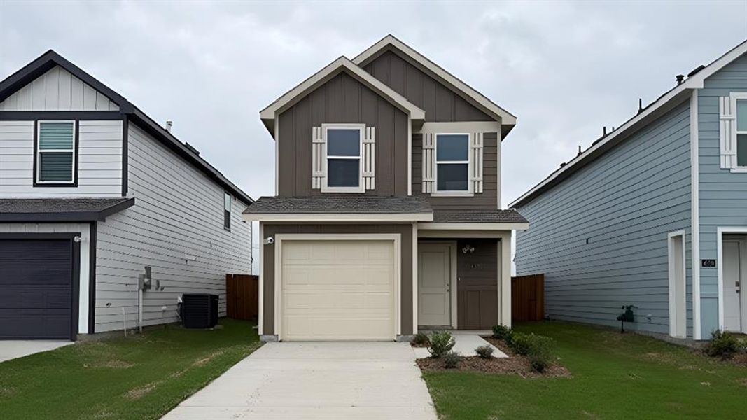 View of front of house featuring board and batten siding, an attached garage, roof with shingles, and concrete driveway View of front of house featuring board and batten siding, an attached garage, roof with shingles, and concrete driveway