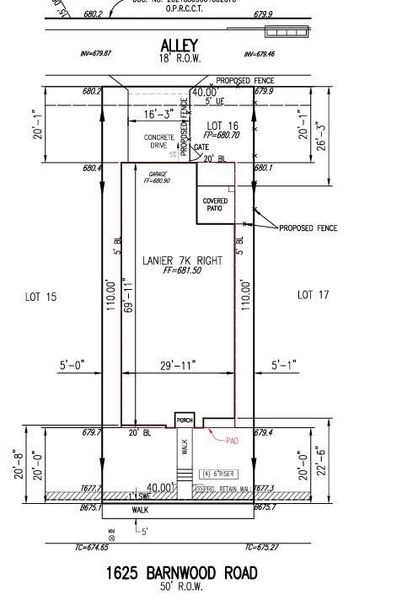 1625 Barnwood Road Preliminary Plot Plan 1625 Barnwood Road Preliminary Plot Plan