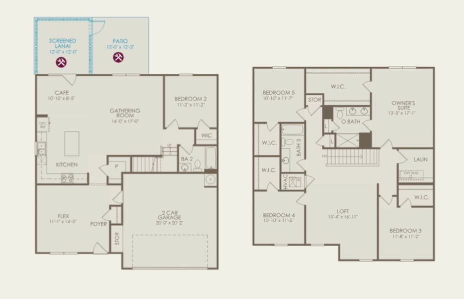 2D floor plan layout of this home in Bradford Pointe, Summerville, SC (Image 5).