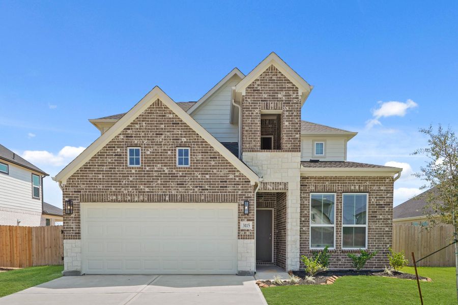 Front exterior of a new home in Briarwood Crossing, Rosenberg, TX, highlighting curb appeal (Image 19).