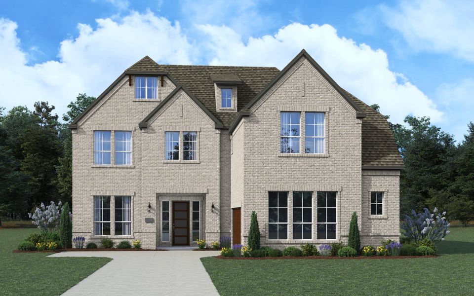 Front exterior of a new home in The Grove Frisco, Frisco, TX, highlighting curb appeal (Image 1).