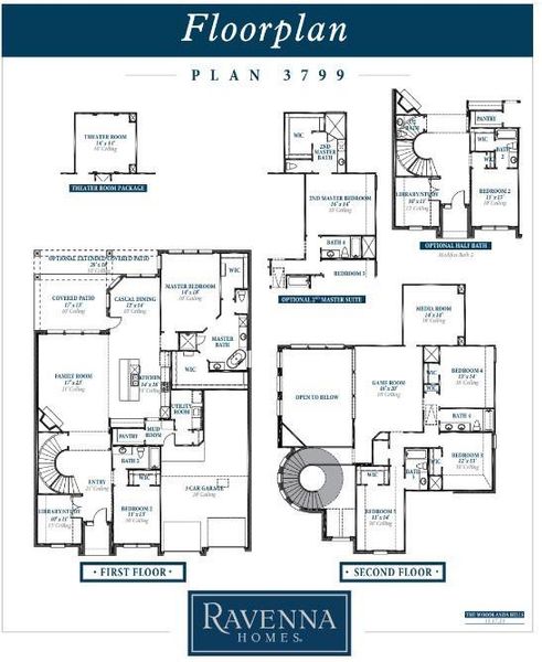 2D floor plan layout of this home in The Woodlands Hills 65′, Willis, TX (Image 5).
