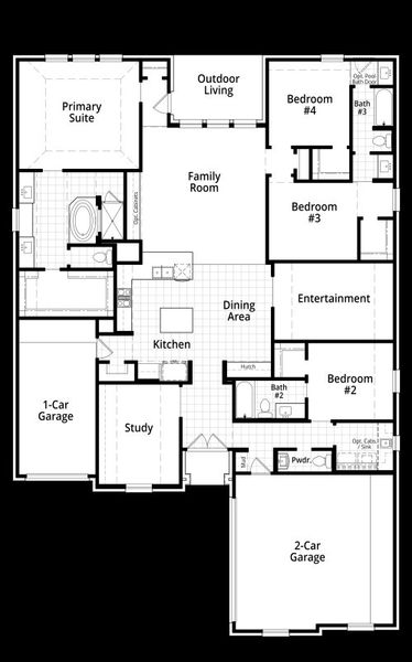 2D floor plan layout for the 233 by Highland Homes in Quail Hollow, Rockwall, TX (Image 5). 2D floor plan layout for the 233 by Highland Homes in Quail Hollow, Rockwall, TX (Image 5).