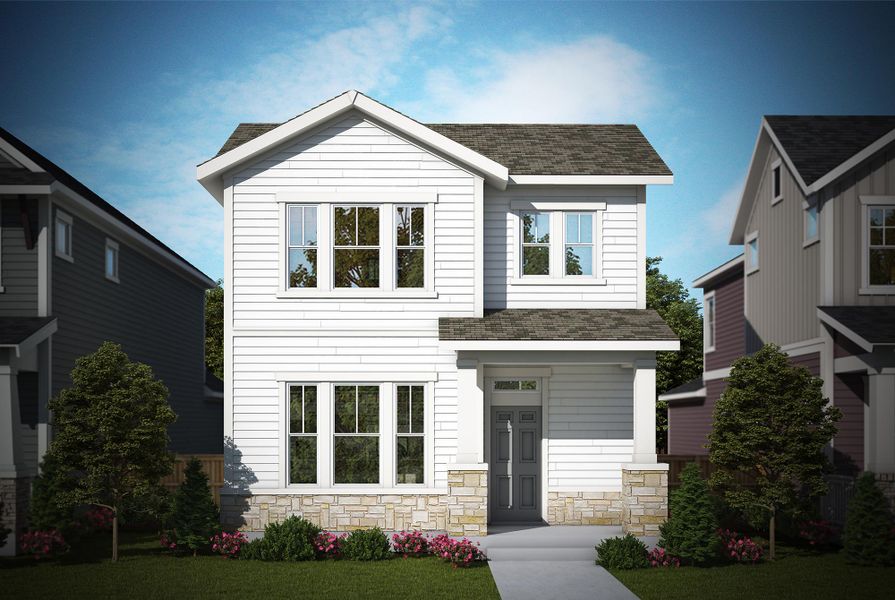 Representative exterior photo of a completed home built from the The Salida by David Weekley Homes in Revel Crossing at Wolf Ranch – The Outlook Collection, Colorado Springs, CO (Image 17).