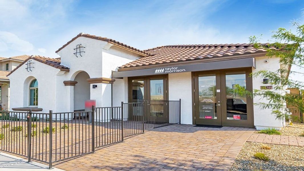 Representative exterior photo of a completed home built from the 40R1 by Taylor Morrison in Los Cielos at Rancho Mercado, Surprise, AZ (Image 22). Representative exterior photo of a completed home built from the 40R1 by Taylor Morrison in Los Cielos at Rancho Mercado, Surprise, AZ (Image 22).