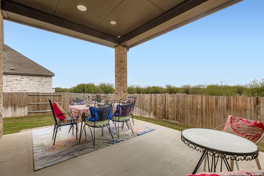 Exterior details and patio area of a home in Mesa Western, Cibolo (Image 22).
