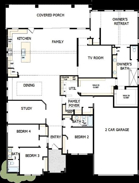 2D floor plan layout of this home in Terraces – Estates, Rockwall, TX (Image 2).