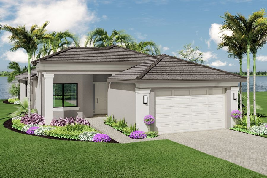 Representative exterior photo of a completed home built from the Sierra by GL Homes in Valencia Parc at Riverland, Port St. Lucie, FL (Image 2).