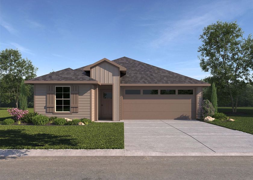 Representative exterior photo of a completed home built from the Caden by D.R. Horton in Saratoga Crossing, Corpus Christi, TX (Image 2). Representative exterior photo of a completed home built from the Caden by D.R. Horton in Saratoga Crossing, Corpus Christi, TX (Image 2).