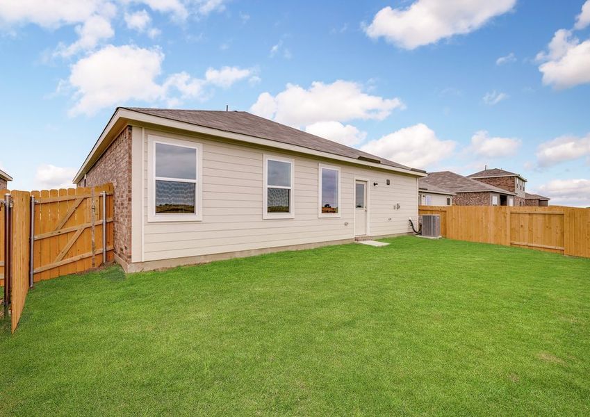 The back yard of the Reed is fully fenced in. The back yard of the Reed is fully fenced in.