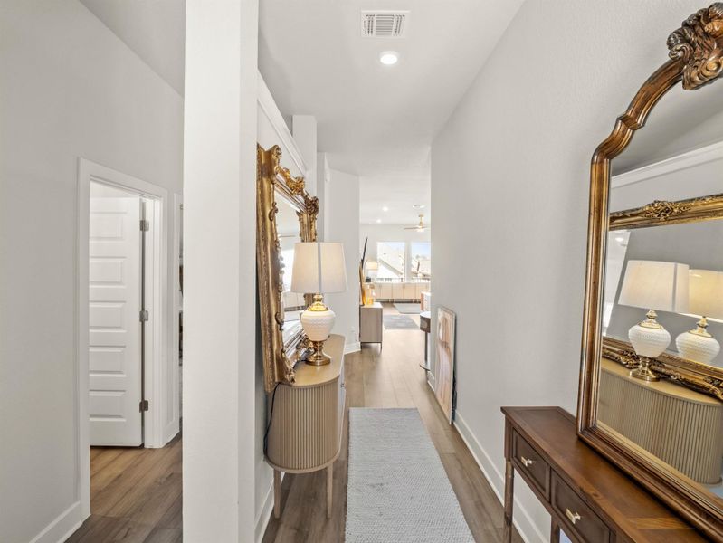 Furnished interior view inside a new home in The Colony, Bastrop (Image 5). Furnished interior view inside a new home in The Colony, Bastrop (Image 5).