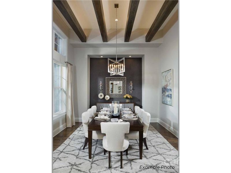 13' Ceilings in Dining with Floating Backlit Beams