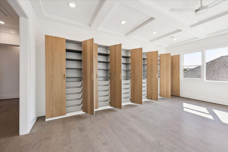 Installed the Sellers, this wall of storage cabinets are perfect for keeping toys or books organized in the play room. Installed the Sellers, this wall of storage cabinets are perfect for keeping toys or books organized in the play room.