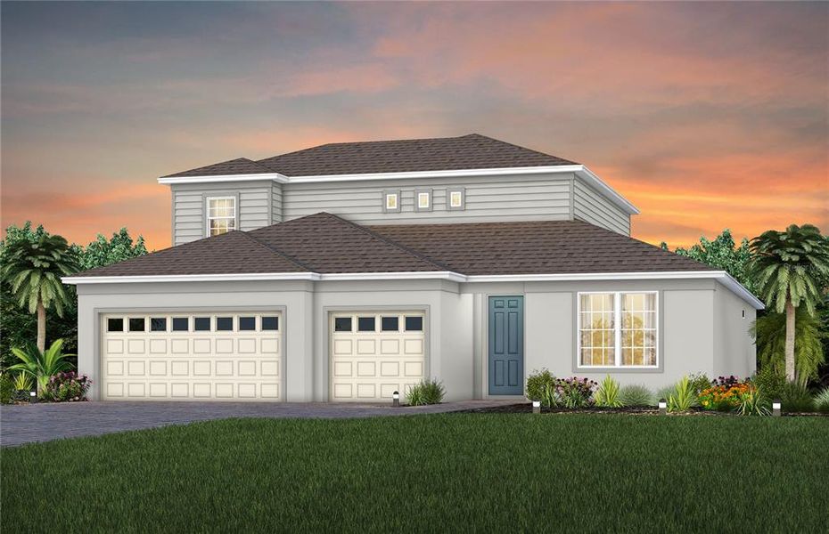 Exterior Design. Artistic rendering for this new construction home. Pictures are for illustrative purposes only. Elevations, colors and options may vary.