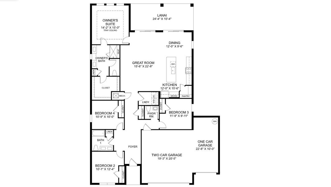 2D floor plan layout for the Patterson by Ryan Homes in Lake Mattie Preserve Estates, Auburndale, FL (Image 2). 2D floor plan layout for the Patterson by Ryan Homes in Lake Mattie Preserve Estates, Auburndale, FL (Image 2).