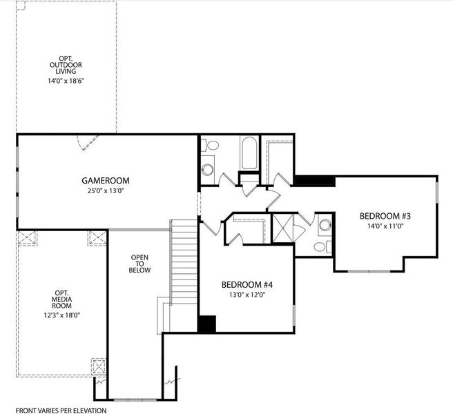 2D floor plan layout of this home in Lariat - 80', Liberty Hill, TX (Image 4). 2D floor plan layout of this home in Lariat - 80', Liberty Hill, TX (Image 4).