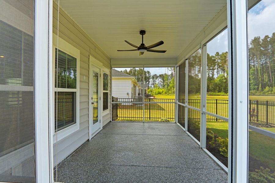 Exterior details and patio area of a home in Horizons at Summers Corner | 55+, Summerville (Image 35).