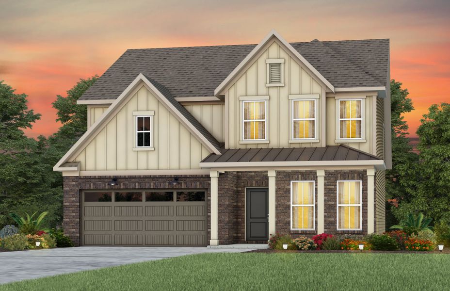 Front exterior of a new home in Elmbrook, Indian Trail, NC, highlighting curb appeal (Image 22).