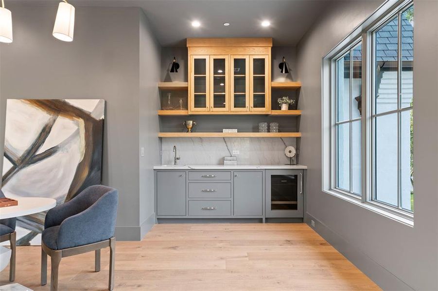 The bar area in this flex space makes entertaining a breeze.