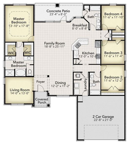 2D floor plan layout of this home in Pecan Valley, Cantonment, FL (Image 3). 2D floor plan layout of this home in Pecan Valley, Cantonment, FL (Image 3).
