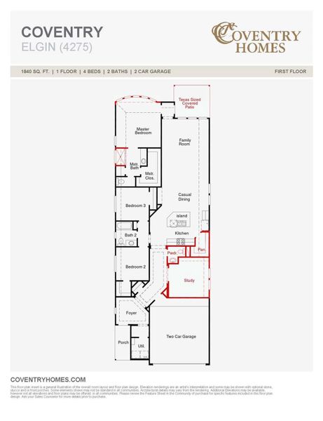 2D floor plan layout of this home in Escondido 45', Magnolia, TX (Image 1). 2D floor plan layout of this home in Escondido 45', Magnolia, TX (Image 1).