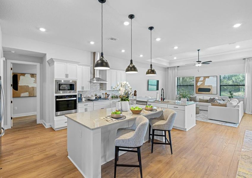 Gorgeous countertops are in the kitchen.