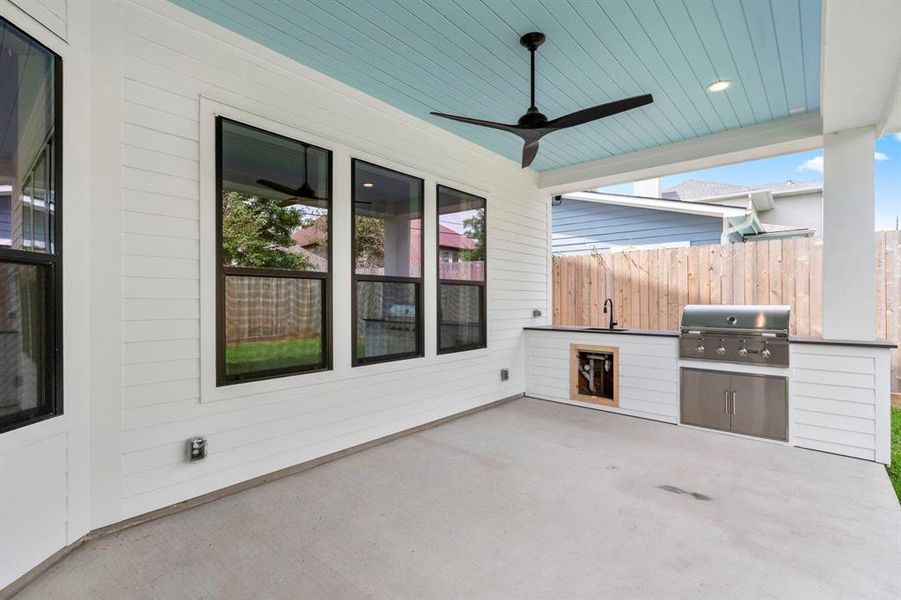 Covered Patio comes quipped with Summer Kitchen.