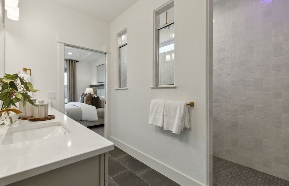 Owner's bath with walk-in shower in new home design by Del Webb Barton Village in Lebanon, TN Owner's bath with walk-in shower in new home design by Del Webb Barton Village in Lebanon, TN