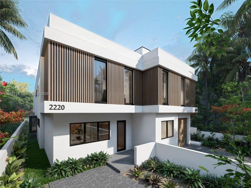 Front exterior of a new home in , Miami, FL, highlighting curb appeal (Image 1). Front exterior of a new home in , Miami, FL, highlighting curb appeal (Image 1).