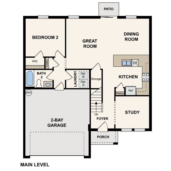 2D floor plan layout for the Marshfield by Century Complete in Scenic Terrace, Haines City, FL (Image 3).
