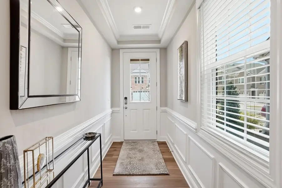 Furnished interior view inside a new home in The Townes at Wade Ardrey, Charlotte (Image 3). Furnished interior view inside a new home in The Townes at Wade Ardrey, Charlotte (Image 3).