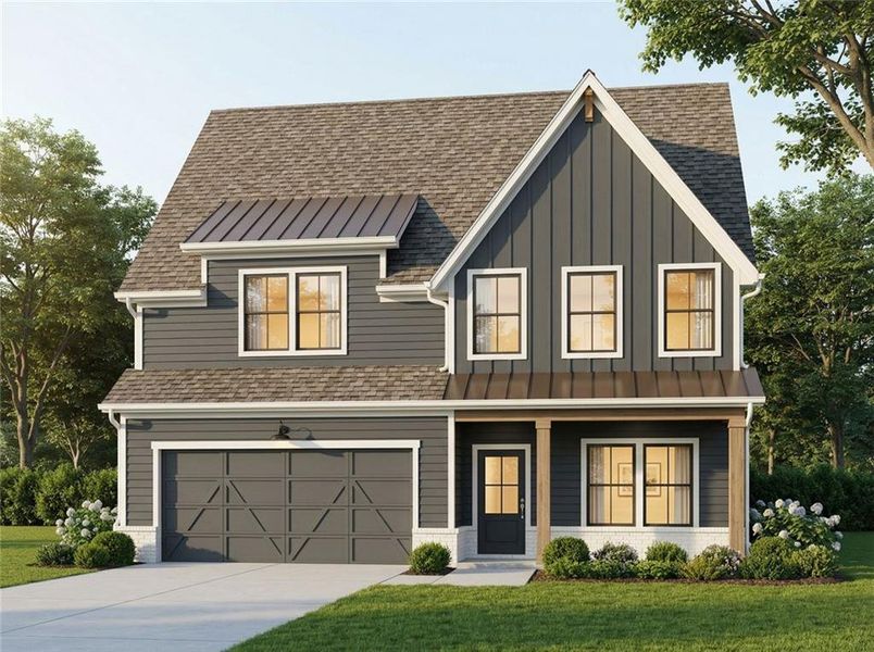 Front exterior of a new home in , Cumming, GA, highlighting curb appeal (Image 1). Front exterior of a new home in , Cumming, GA, highlighting curb appeal (Image 1).