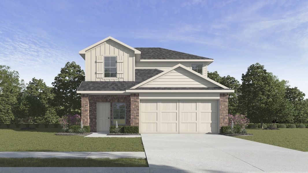 Representative exterior photo of a completed home built from the Jasmine by D.R. Horton in Elevon, Lavon, TX (Image 1). Representative exterior photo of a completed home built from the Jasmine by D.R. Horton in Elevon, Lavon, TX (Image 1).