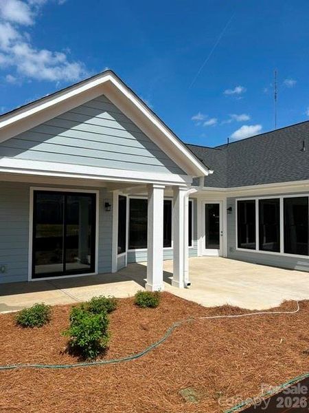 Exterior details and patio area of a home in The Courtyards at Hodges Farm, Charlotte (Image 2). Exterior details and patio area of a home in The Courtyards at Hodges Farm, Charlotte (Image 2).