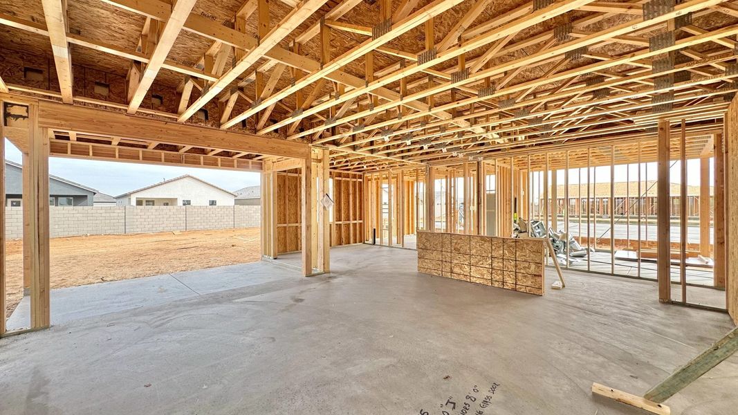 Great room, kitchen and dining Great room, kitchen and dining