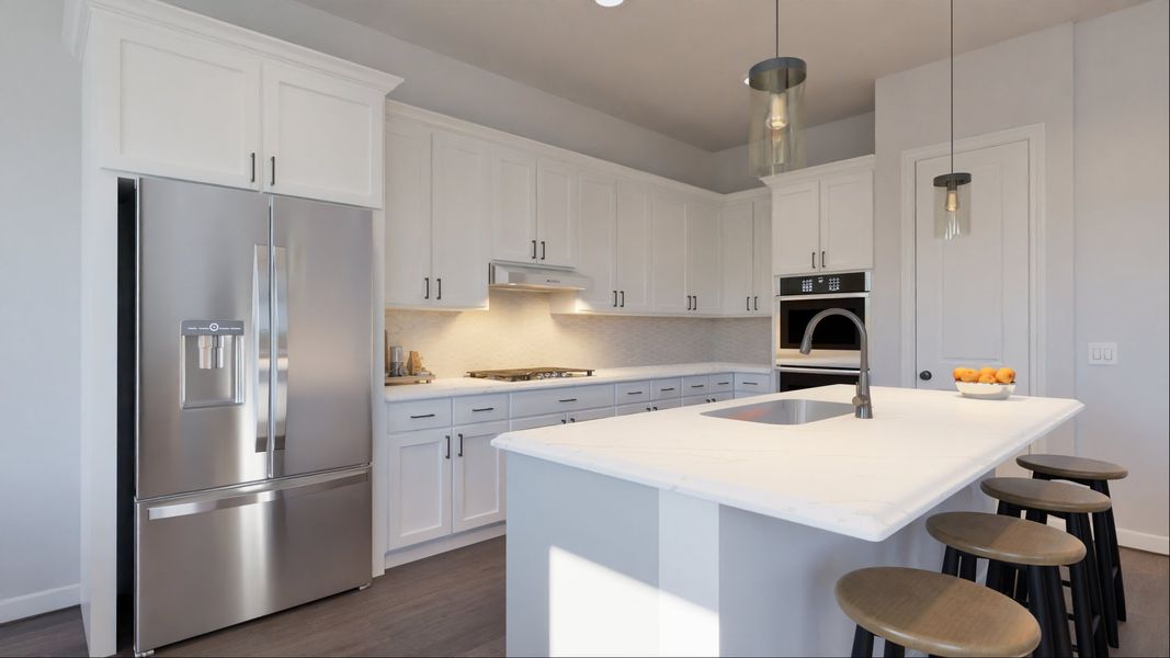 Representative furnished interior of a home built from the Audryna by New Home Co. in The Villas Collection at Novel, Austin (Image 5). Representative furnished interior of a home built from the Audryna by New Home Co. in The Villas Collection at Novel, Austin (Image 5).