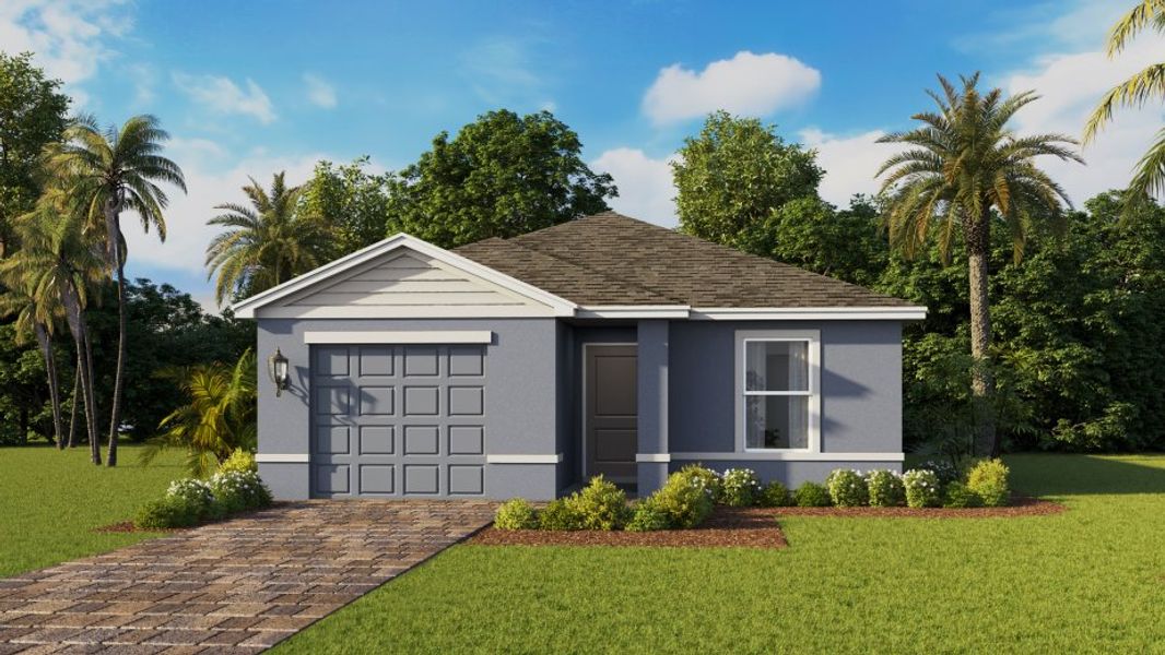 Representative exterior photo of a completed home built from the GREENBRIAR by D.R. Horton in Asher Park, Lehigh Acres, FL (Image 2). Representative exterior photo of a completed home built from the GREENBRIAR by D.R. Horton in Asher Park, Lehigh Acres, FL (Image 2).