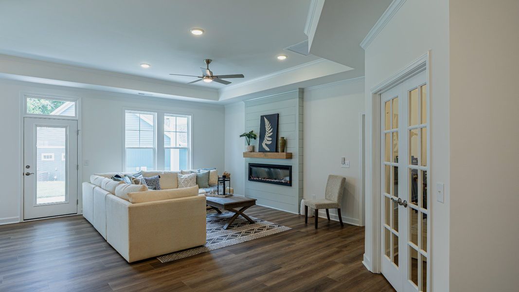 Furnished interior view inside a new home in The Villas at Pinewood, Asheboro (Image 11). Furnished interior view inside a new home in The Villas at Pinewood, Asheboro (Image 11).
