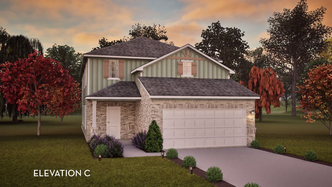 Representative exterior photo of a completed home built from the Willow by CastleRock Communities in The Canopies, Splendora, TX (Image 5).