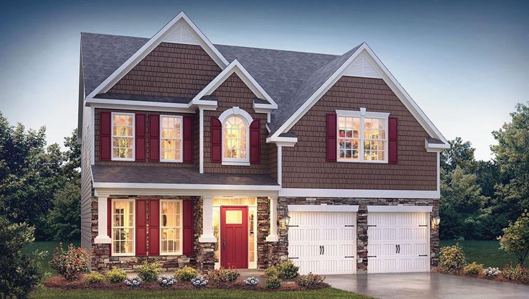 Front exterior of a new home in Wildwood, Covington, GA, highlighting curb appeal (Image 1). Front exterior of a new home in Wildwood, Covington, GA, highlighting curb appeal (Image 1).