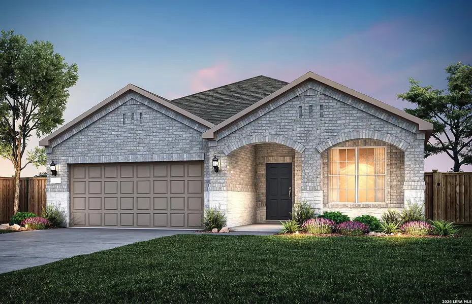 Front exterior of a new home in Nopal Valley, San Antonio, TX, highlighting curb appeal (Image 1). Front exterior of a new home in Nopal Valley, San Antonio, TX, highlighting curb appeal (Image 1).